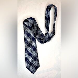 Original Penguin 100% Silk Navy, White, Green Plaid Tie